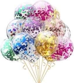 img 4 attached to 🎈 Set of 16, 12 Inch Latex Balloons for Wedding, Birthday, Baby Shower, Christmas Party Decorations - Multicolor Confetti Balloons Supplies