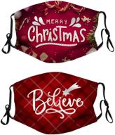 🎅 stay festive and protected with the merry christmas face mask: adjustable ear loops, nose wire, and reusable cloth protection logo