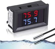 🌡️ icstation digital thermometer: car auto temperature gauge sensor with dual display and waterproof probes for aquariums & vehicles logo