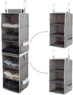 👗 suwimut 6-shelf hanging closet organizers: maximize clothes and shoe storage with separable 3-shelf shelves, canvas, gray, 12x12x42 inches логотип