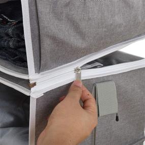 img 1 attached to 👗 Suwimut 6-Shelf Hanging Closet Organizers: Maximize Clothes and Shoe Storage with Separable 3-Shelf Shelves, Canvas, Gray, 12x12x42 Inches