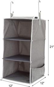 img 2 attached to 👗 Suwimut 6-Shelf Hanging Closet Organizers: Maximize Clothes and Shoe Storage with Separable 3-Shelf Shelves, Canvas, Gray, 12x12x42 Inches