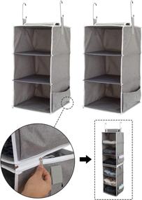 img 3 attached to 👗 Suwimut 6-Shelf Hanging Closet Organizers: Maximize Clothes and Shoe Storage with Separable 3-Shelf Shelves, Canvas, Gray, 12x12x42 Inches