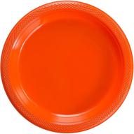 🍽️ vibrant orange plastic disposable plates – set of 50, ideal for desserts and salads - 7 inch, high quality and elegant design logo