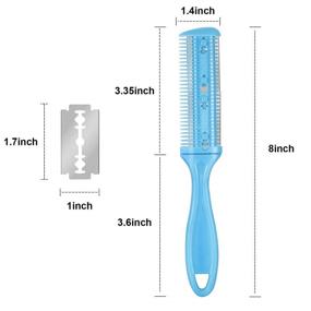 img 3 attached to 🔪 3-Piece Razor Comb Set with 10 Razor Blades - Hair Cutter Comb Cutting Scissors - Double Edge Razor - Slim Haircuts Thinning Comb Tool (White, Pink, Blue)
