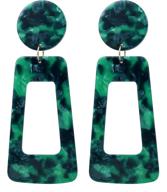 🐆 stylish leopard print acrylic acid acetate board drop earrings - big square hoop design logo