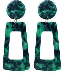 img 3 attached to 🐆 Stylish Leopard Print Acrylic Acid Acetate Board Drop Earrings - Big Square Hoop Design