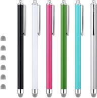 🖊️ chaoq mesh fiber stylus pens for touch screens (6-pack) - include 6 replaceable mesh tips in black, white, pink, green, sky blue, and silver logo