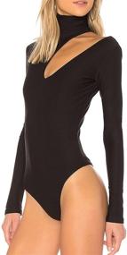 img 3 attached to May Maya Turtleneck Shoulder Bodysuit Women's Clothing for Bodysuits