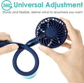 img 1 attached to 💨 5000mAh Battery Operated Neckband Fan - Long 22H Working Time, Strong Airflow, Natural Wind Mode, 360° Adjustable Personal Fan for Outdoor Travel, Office, and More (Blue)