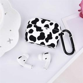 img 1 attached to AIRSPO Silicone Cover Compatible AirPods Pro Case Floral Print Protective Case Skin For Apple Airpod Pro Charging Case 2019 LED Visible Shock-Absorbing Soft Slim Silicone Case (Black/Cow)