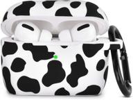 airspo silicone cover compatible airpods pro case floral print protective case skin for apple airpod pro charging case 2019 led visible shock-absorbing soft slim silicone case (black/cow) logo