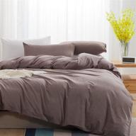 🛏️ elimmo 100% washed cotton duvet cover set - 3-piece luxury soft bedding set with zipper closure - solid color mauve brown linen-like duvet cover - king size (no comforter) logo