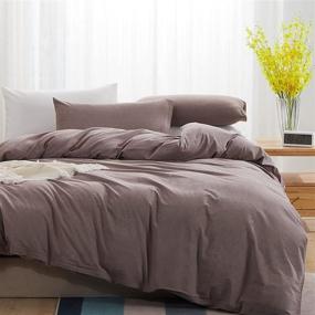 img 4 attached to 🛏️ ELIMMO 100% Washed Cotton Duvet Cover Set - 3-Piece Luxury Soft Bedding Set with Zipper Closure - Solid Color Mauve Brown Linen-Like Duvet Cover - King Size (No Comforter)