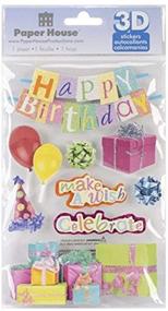 img 1 attached to 🎉 Vibrant 3D Stickers: Paper House Productions STDM-180E, Happy Birthday Edition