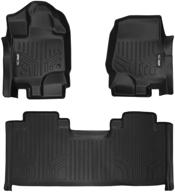 🚗 smartliner custom fit floor mats: premium black 2 row liner set for 2015-2021 ford f-150 supercab with 1st row bucket seats logo