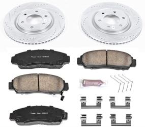 img 1 attached to 🚗 Улучшите производительность транспортного средства с помощью набора Power Stop K6321 Front Z23 Carbon Fiber Brake Pads и проточно-фрезерованных тормозных дисков.