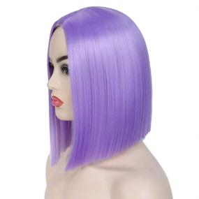 img 3 attached to 👩 Tereshar Purple Wig: Lavender Synthetic Short Bob Hair Wigs for Women - Heat Resistant & Colorful Party Cosplay Wig (12 Inch)