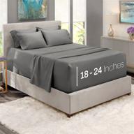 🛏️ nestl extra deep pocket bed sheet set – 6-piece hotel bed sheet set with 18-24 inch deep pockets – king size – dark gray logo