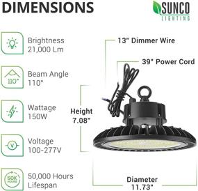 img 3 attached to 🏭 Sunco Lighting 2 Pack UFO LED High Bay: Powerful 150W, 21,000 LM, 5000K Daylight, Dimmable 1-10V - Perfect Warehouse Light