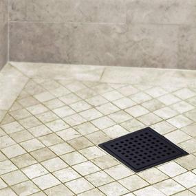 img 2 attached to 🚿 Orhemus 6-Inch Long Square Shower Floor Drain with Removable Cover Grid Grate, Black Plated Finish, SUS 304 Stainless Steel