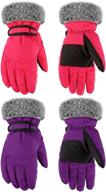 🧤 waterproof warm mittens for kids winter snow ski gloves - 2 pairs logo