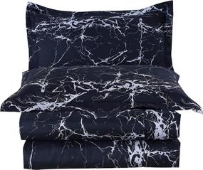 img 4 attached to MAG Black Marble 3PC King Size Comforter Sets - Modern Soft Microfiber Bedding with Stylish Patterns for Better Sleep