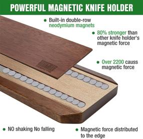 img 3 attached to 🔪 HOSHANHO 16 inch Acacia Wood Magnetic Knife Holder for Wall - Magnetic Knife Strips for Efficient Art Supply & Tool Organization