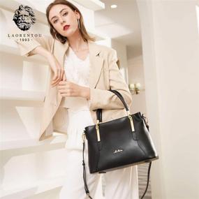 img 2 attached to 👜 Cow Leather Handbags for Women: LAORENTOU Shoulder Tote Bags with Top-handle Purses - Stylish Satchel for Mother's Day