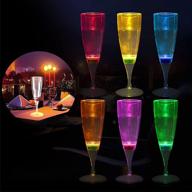 shine in style: homeya led wine champagne flute glasses (set of 6 multi-color) - water activated flashing light up cup for parties and celebrations логотип