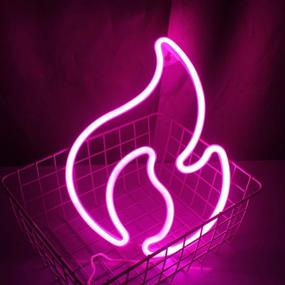 img 2 attached to Flame Shaped Neon Signs LED Neon Lights For Wall Decoration USB Or Battery Light Up Signs Valentines Gifts For Bedroom Birthday Party (Pink)