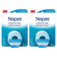 🩹 nexcare sensitive skin tape with pain-free removal - 1-inch x 4 yard roll (pack of 2) логотип