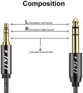 j&d 3.5mm to 6.35mm stereo audio cable, premium gold plated 3.5mm 1/8 inch male trs to 6.35mm 1/4 inch male trs copper shell cable, durable nylon braid, ideal for iphone, amplifiers - 1.5 feet logo