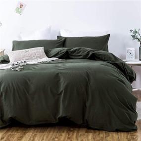 img 3 attached to 🛏️ Набор покрывал из 100% хлопка PinkMemory Army Green King Size - с застежкой-молнией и угловыми завязками - современное мягкое покрывало Army Green - подушка не входит в комплект