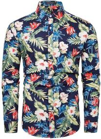 img 4 attached to 🌸 TUNEVUSE Floral Shirts Sleeve Casual Men's Clothing: Stylish and Comfortable Shirts