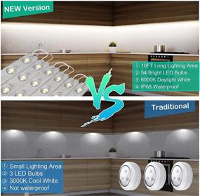 img 3 attached to ViLSOM 10FT Battery Operated LED Vanity Lights: Stick-On Kitchen, Cabinet, Mirror, Closet, Wardrobe, Cupboard & Stairs Lighting in 6000K Daylight White