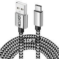 📱 кабель usb type c высокой скорости 10ft: прочный зарядный кабель udaton для samsung galaxy s21/s20/s10/note 10 - быстрая зарядка и дополнительная длина нейлона - 1 штука. логотип