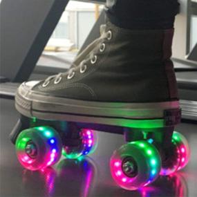 img 2 attached to 🛹 Yeipower Roller Skate Wheels Quad-Light ABEC-9 608 Bearings 82A 8-Pack: Luminous Light Up 32mm x 58mm Wheels for Quad Skating and Skateboarding