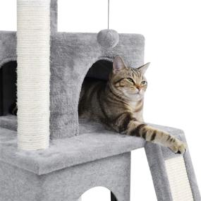 img 1 attached to Pawz Road Cat Tree Luxury 34 Inches Cat Tower: Double Condos, Spacious Perch, Scratching Posts, Replaceable Dangling Balls