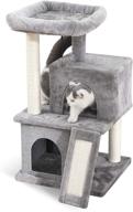 pawz road cat tree luxury 34 inches cat tower: double condos, spacious perch, scratching posts, replaceable dangling balls logo