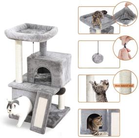 img 3 attached to Pawz Road Cat Tree Luxury 34 Inches Cat Tower: Double Condos, Spacious Perch, Scratching Posts, Replaceable Dangling Balls