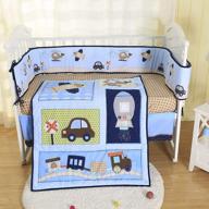 🚀 brandream boys crib bedding set - baby vehicle nursery bedding 3 piece comforter set with car and spaceship designs logo