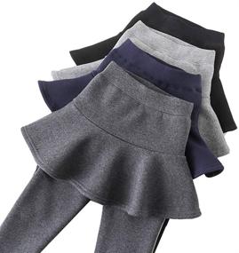 img 2 attached to 🌬️ Birbyrrly Girls' Winter Warm Fleece Lined Flare Skirt with Leggings - Sizes 2T to 10 Years