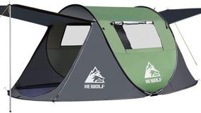 img 4 attached to Hewolf 2/4 Person Pop Up Camping Tent: Effortless Instant Setup, Waterproof, Ideal for Camping, Hiking & Traveling