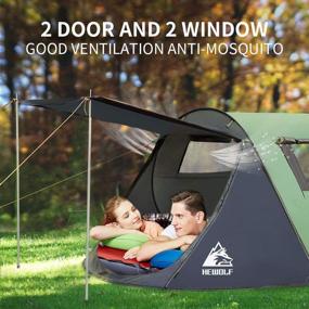 img 2 attached to Hewolf 2/4 Person Pop Up Camping Tent: Effortless Instant Setup, Waterproof, Ideal for Camping, Hiking & Traveling