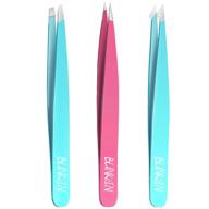 🔍 blinkeen 3 pack precision tweezers: effective eyebrow & hair removal tool set in color - perfect for ingrown hair, blackhead, craft & splinter removal logo