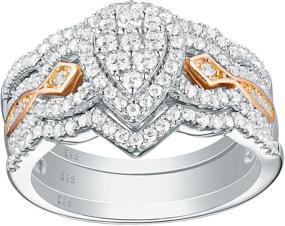 img 4 attached to Stunning Rose Gold CZ Wedding Ring Set: 💍 Newshe Pear Bridal Engagement Ring, 925 Sterling Silver, Size 5-10