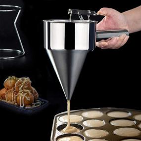 img 1 attached to Effortless Pancake Batter Dispenser: MyLifeUNIT Stainless Steel Funnel Dispenser with Stand for Takoyaki and Baking