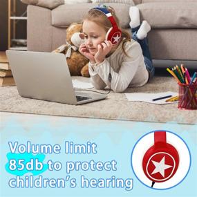 img 2 attached to 🎧 Volume Limited Kids Headset with Microphone for Online School Study, Over Ear Headphone Earbuds, Adjustable Headband, Tangle-Free 3.5mm Jack Plug, Suitable for Smartphone, Tablets, PC, Xbox Connection