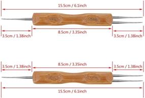 img 3 attached to Двойные крючки для дредлоков, BENBO 2 шт. Инструмент для дредлоков с бамбуковой ручкой для плетения, косичек и создания укладки (0,75 мм и 0,5 мм)